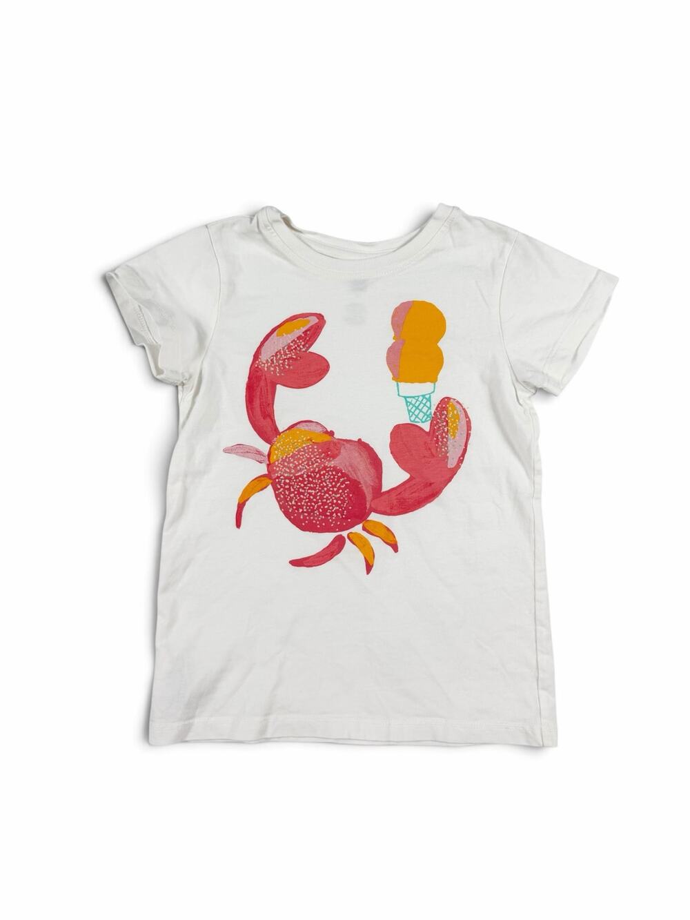 Tea Collection Ice Cream Shellfishness Crab Graphic Tee White Size 5